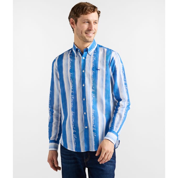 shirt met strepen en letters man kwarts