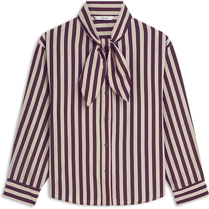 Summum Blouse Two Tone Stripe Blouses Bordeaux 2s3523-12490