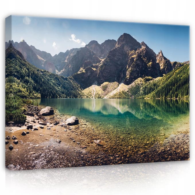 WALLARENA - Canvas schilderij - 120x80 cm - Berglandschap met meer