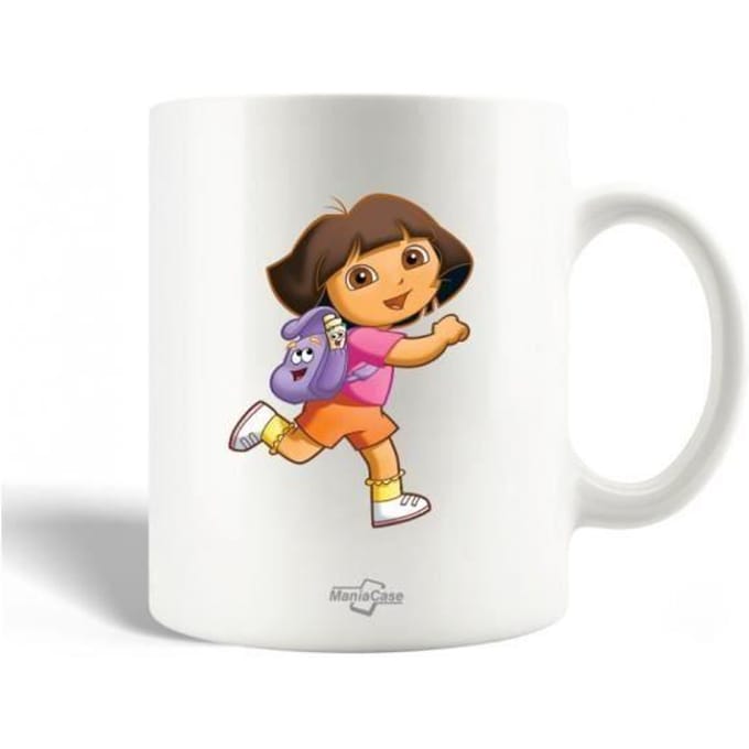 Mug en Céramique - Dora l'exploratrice - 30cl - Compatible lave-vaisselle - Blanc - Enfant