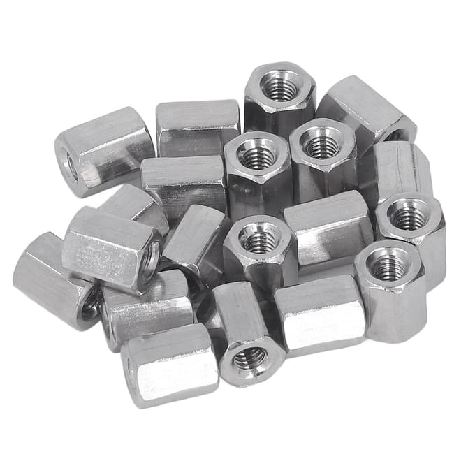 20PCS Écrou d'accouplement hexagonal Acier inoxydable Inoxydable M4 X 0.7 8 L10mm Écrous de connecteur 6 faces pour l'installation