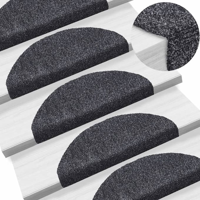 vidaXL - Trapmatten - Zelfklevend - 10 - st - 65x21x4 - cm - Donkergrijs - Halfrond - Groot