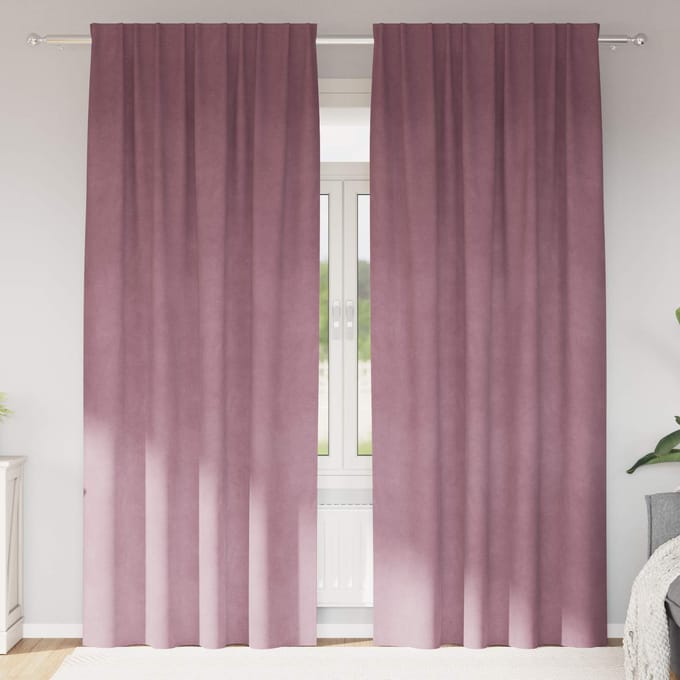 vidaXL - Gordijnen - 2 - st - Donkerroze - 140 - x - 260 - cm - fluweel