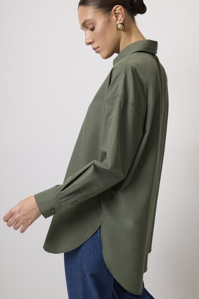 Touché Privé - Oversized poplin blouse - Khaki - Dames