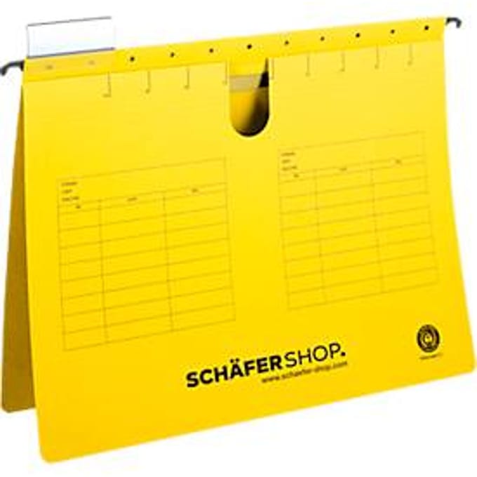 Schäfer Shop Select  hangsnelhechters, voor formaten tot A4, hechtstrook bovenaan, geel