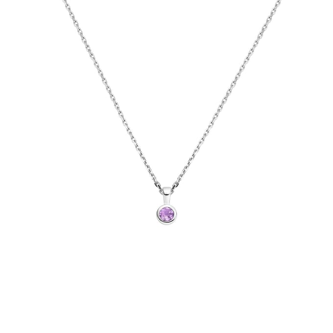 Collier Met Geboortesteen 41 + 4 Cm Zilver Gerhodineerd