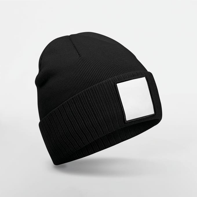 Beechfield Muts met patch B337R - Black/White - One size