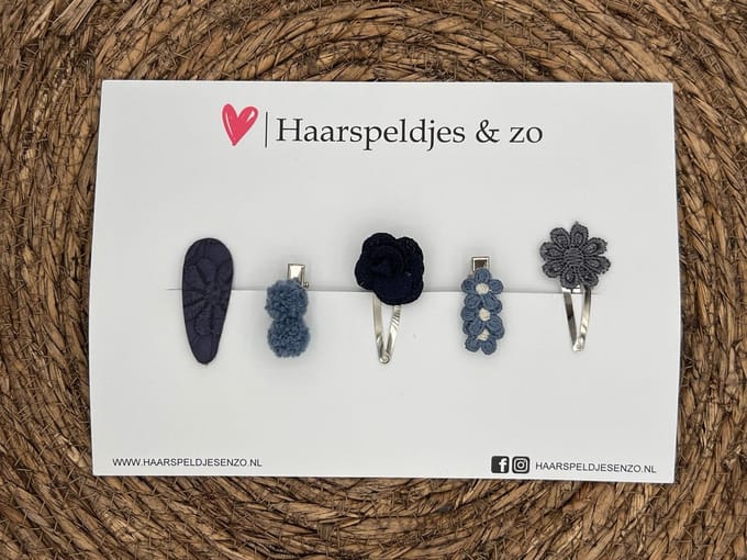 Try-out mix 47 - mix van verschillende speldjes - grijs/blauw - 4 cm speldjes