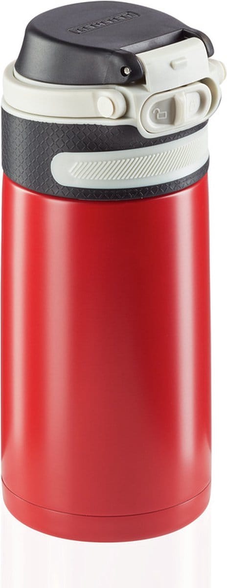 Leifheit thermosbeker Flip - 350 ml - RVS - rood