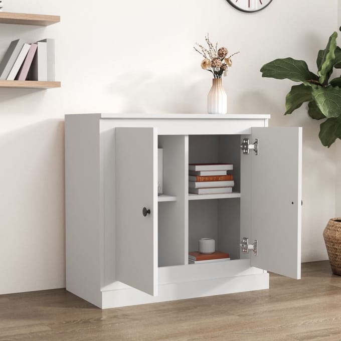 vidaXL - Dressoir - 70x35,5x67,5 - cm - bewerkt - hout - wit