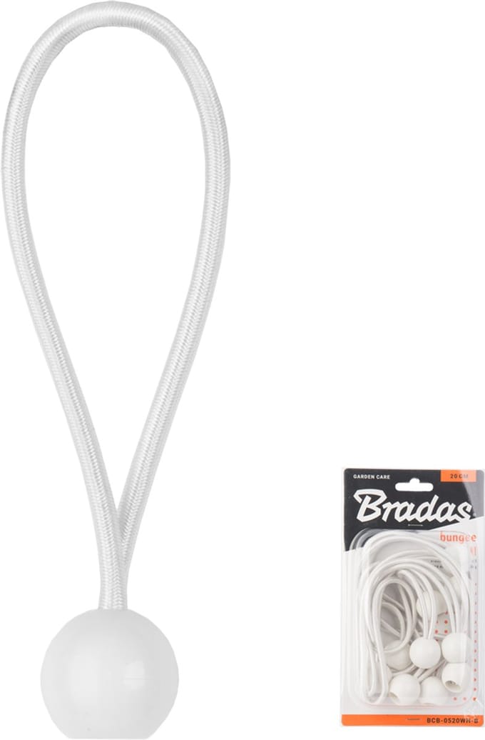 Bradas BCB-0520WH-B - Elastische Napinacze - 20cm - Met Kogel - 10 Stuks