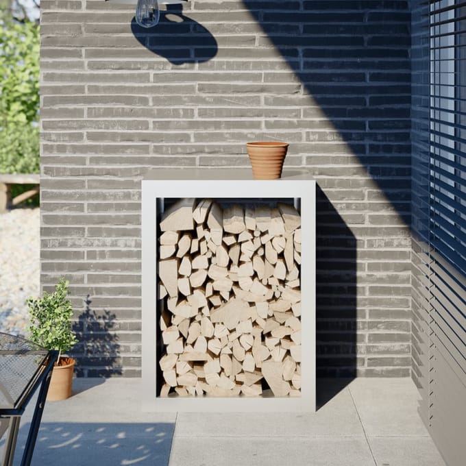 vidaXL - Haardhoutrek - 60x40x80 - cm - staal - wit