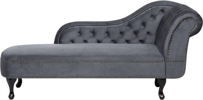 BELIANI NIMES - Chaise longue - Grijs - Rechterzijde - Fluweel