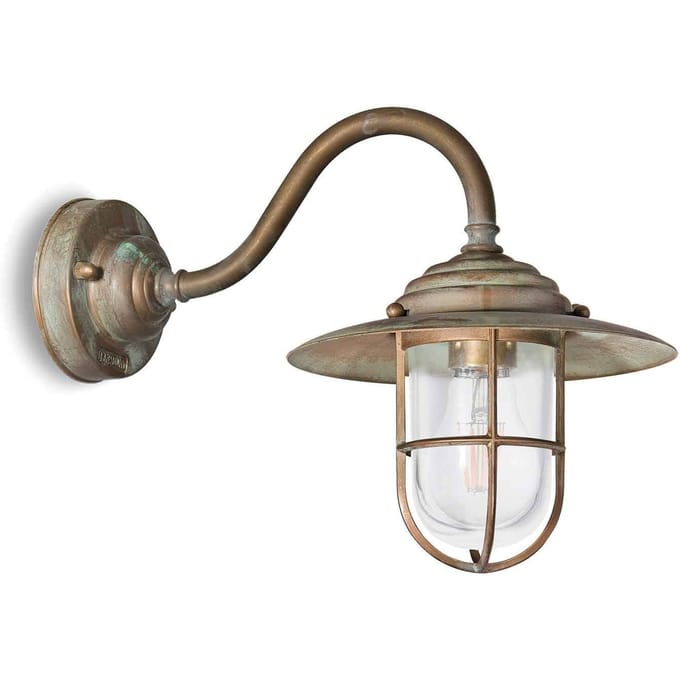 Moretti Luce Buitenwandlamp Chalet 140 messing antiek/helder