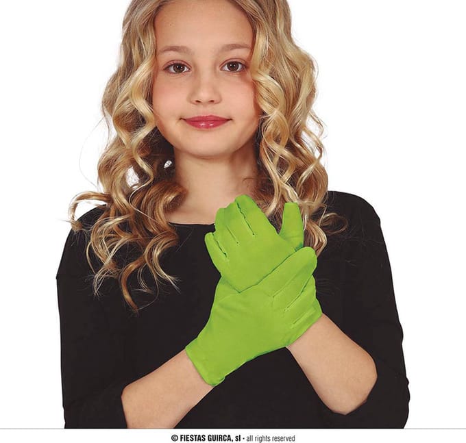 Fiestas Guirca - Lime groene handschoenen - kinderen - 17 cm