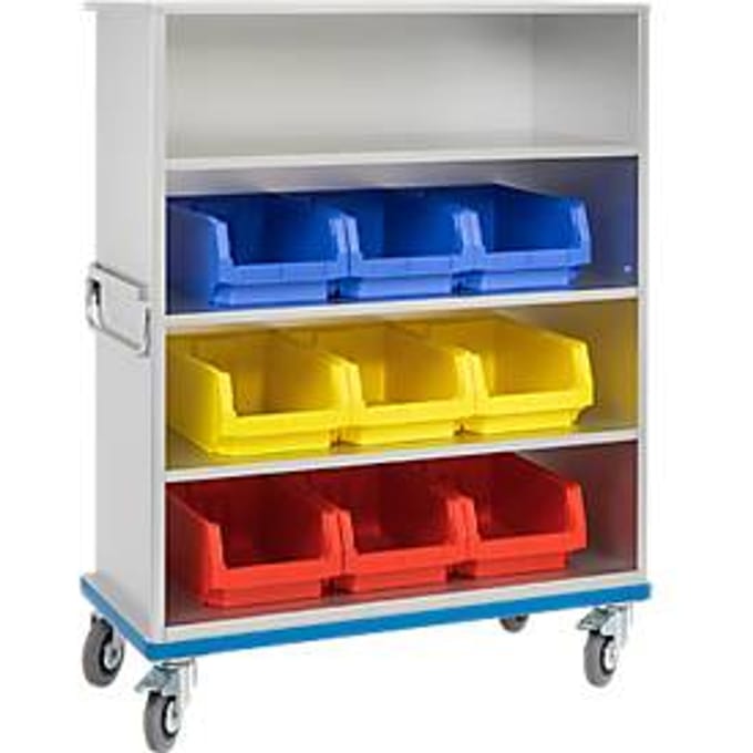 Kastwagen GMÖHLING G®-Cup light, open voorkant, tot 300 kg, 4 etages, volume ca. 850 l
