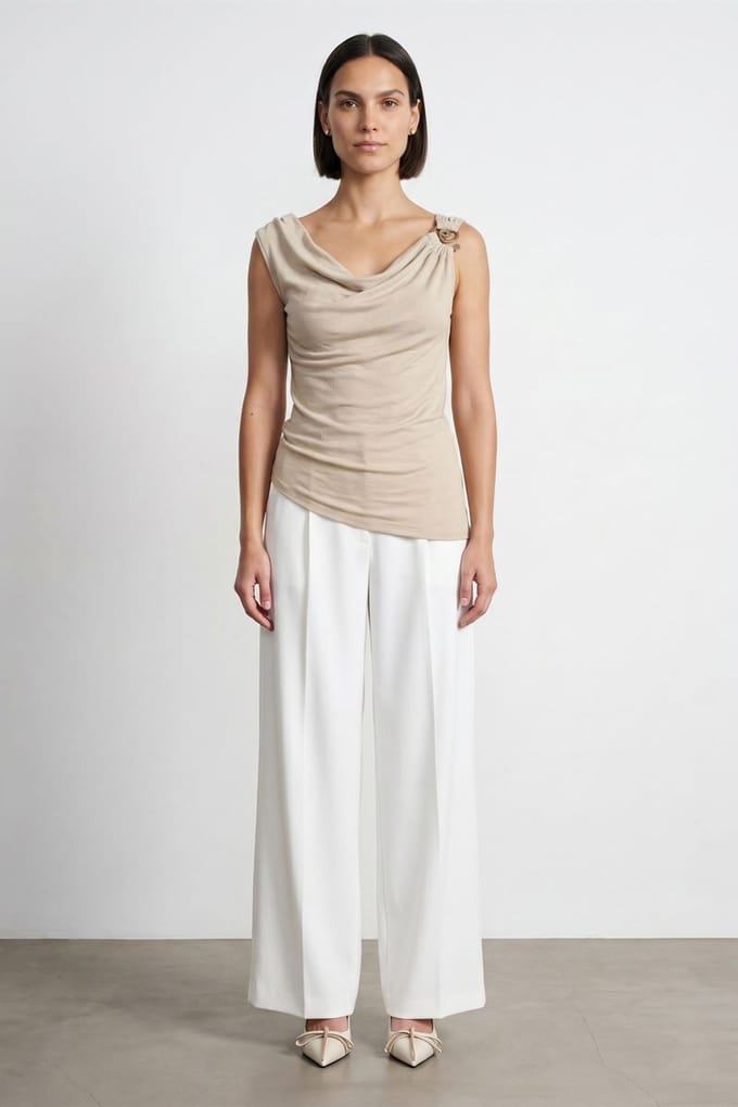 Mouwloos Cowl Neck Shell Top