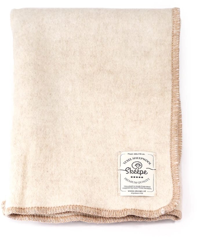 Licht beige wollen plaid 100x150 – dekentje van Texelse wol – duurzaam & zacht – Skéépe