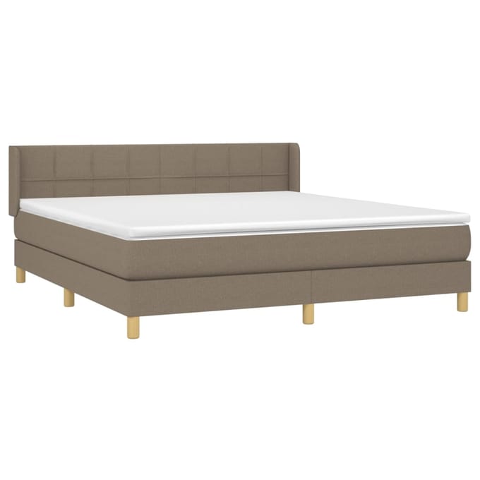 vidaXL - Boxspring - met - matras - stof - taupe - 160x200 - cm