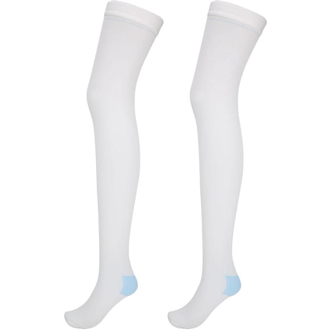 Bas de contention pour varices Antidérapant Caillots sanguins Chaussettes de compression Bas de soins de santé(blanc XL) white