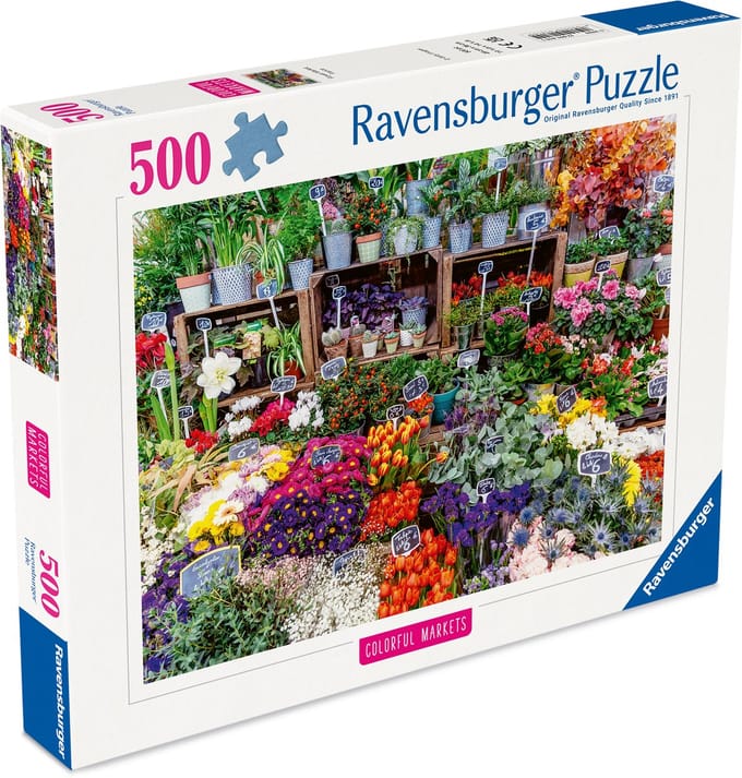 Ravensburger – Bloemenmarkt, Frankrijk – Legpuzzel – 500 Stukjes