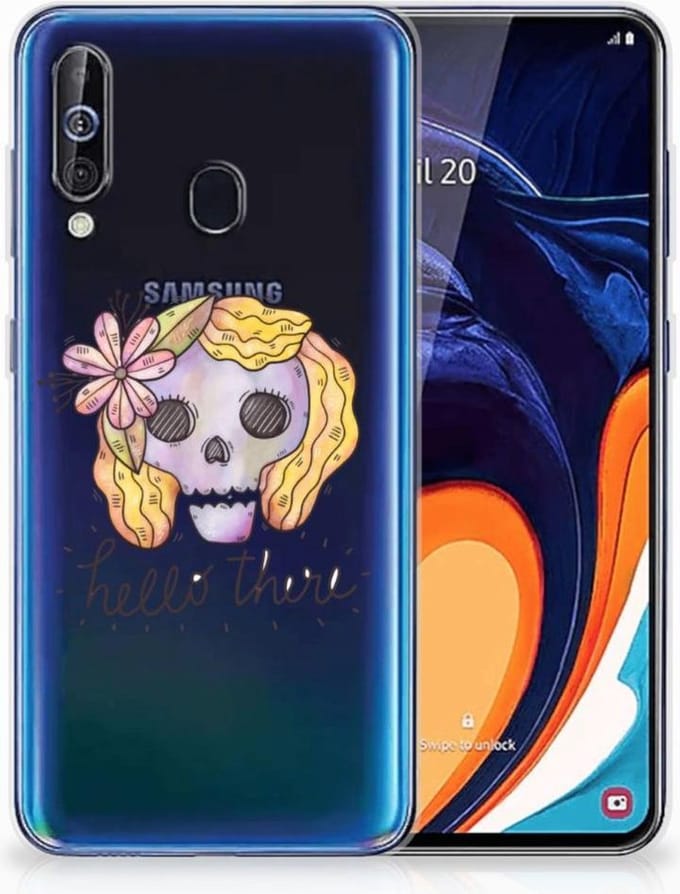 Silicone Back Case Samsung Galaxy A60 Boho Skull