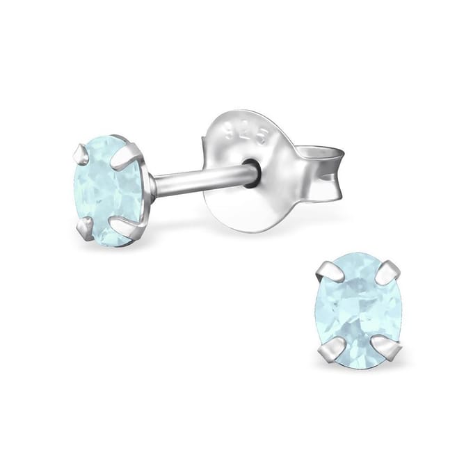 Amanto Oorbellen Foke Sky Blue - 925 Zilver E-Coating - 3x4mm