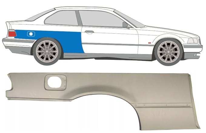 Reparatiepaneel achterspatbord voor BMW 3 E36 1990-2000 / Rechts / COUPE