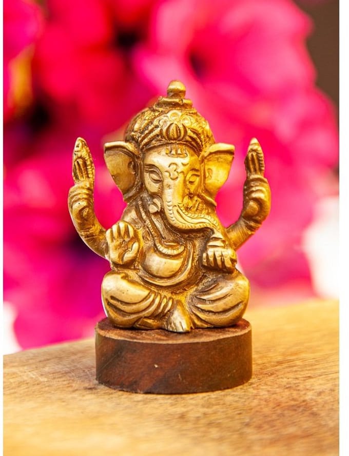 Ganesha messing acaciahout