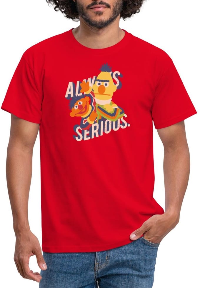 Sesamstraat Ernie Bert Altijd Serieus Always Serious T-Shirt Heren