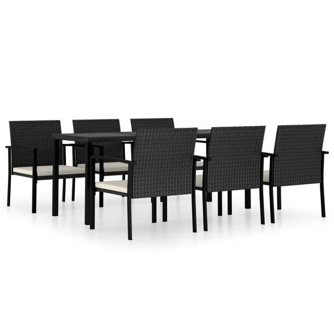 vidaXL - 7-delige - Tuinset - poly - rattan - zwart