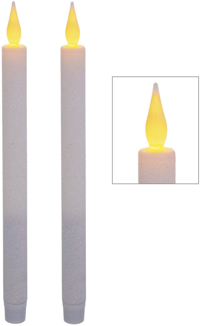 Feeric lights LED dinerkaarsen - wit met glitters - 27 cm - kerstdiner - kerststukje