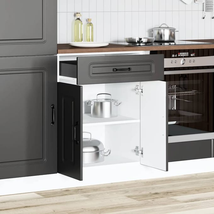 vidaXL - Onderkast - Kalmar - bewerkt - hout - zwart