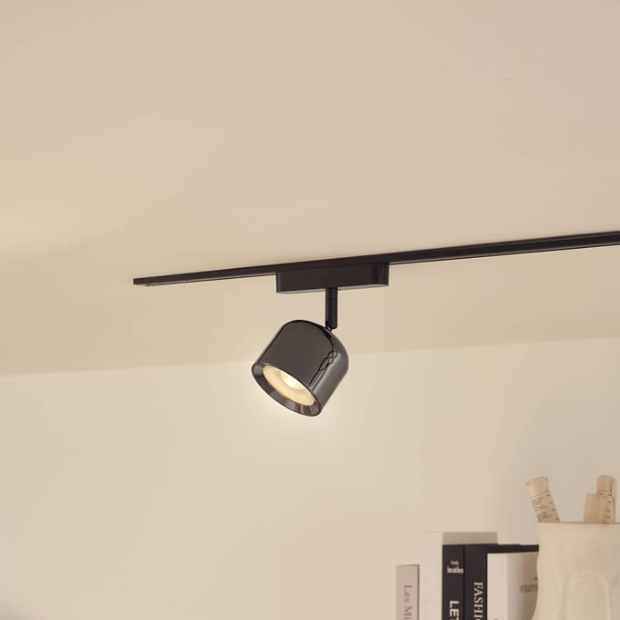 Lindby LED spot 48 V Lumaro, grijs, Ø 8,2 cm, aluminium, dimbaar
