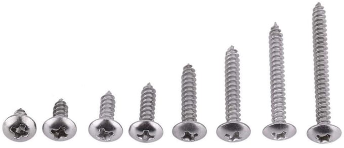 JHUBERS- Houtschroeven 200 Stuks - RVS Schroeven - Zelftappende Schroeven - Assortiment Set - Corrosiebestendig - Diverse Kopstijlen