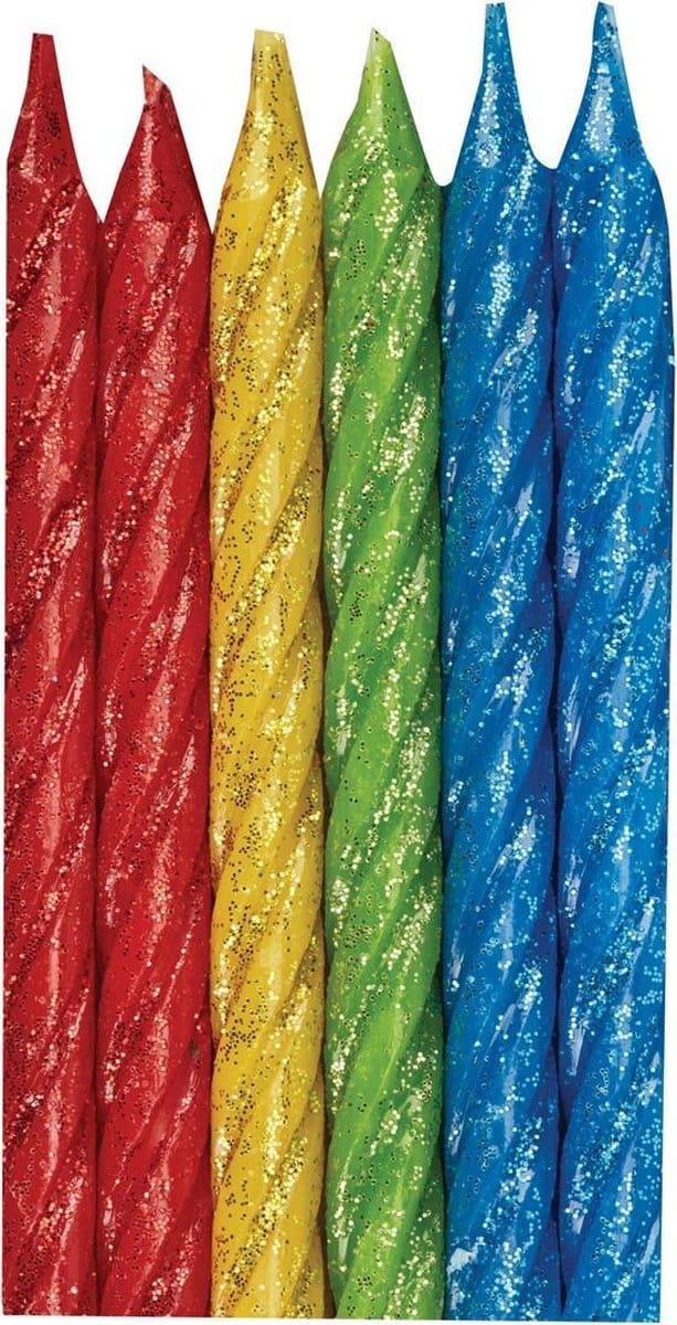 Amscan Verjaardagskaarsjes Glitter 8 Cm Wax 12 Stuks