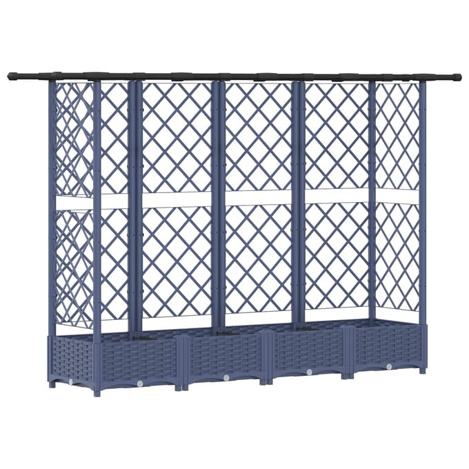 vidaXL Verhoogd Bed met Trellis en Dak Grijs 202,5 x 40 x 121 cm PP
