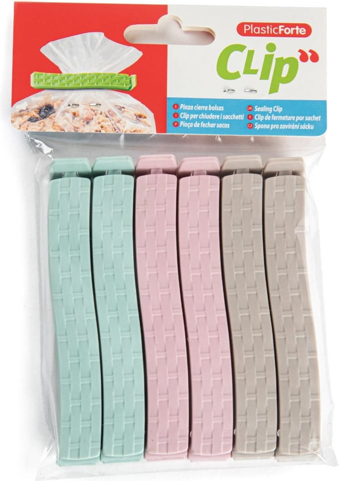 Plasticforte keuken voedsel afsluitclips - 6x stuks - vershoudclips - 11 cm - pastel - kunststof