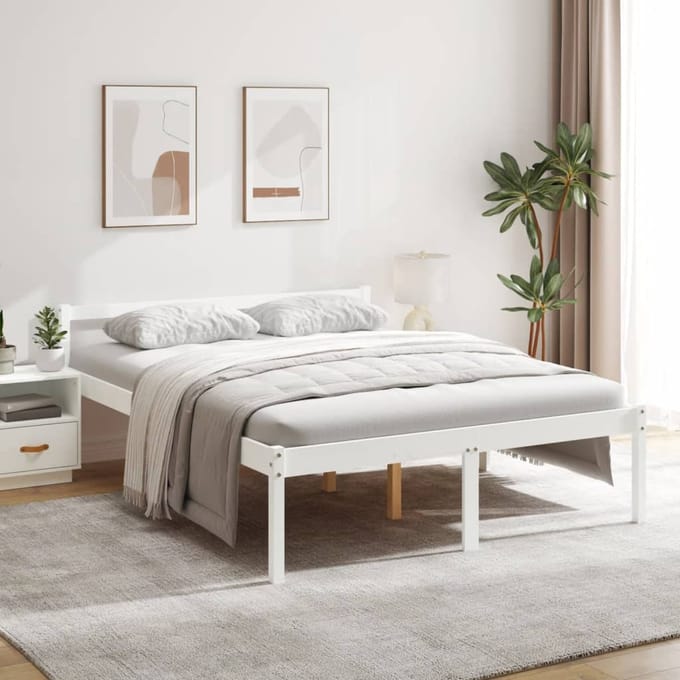 vidaXL - Seniorenbed - massief - grenenhout - wit - 160x200 - cm
