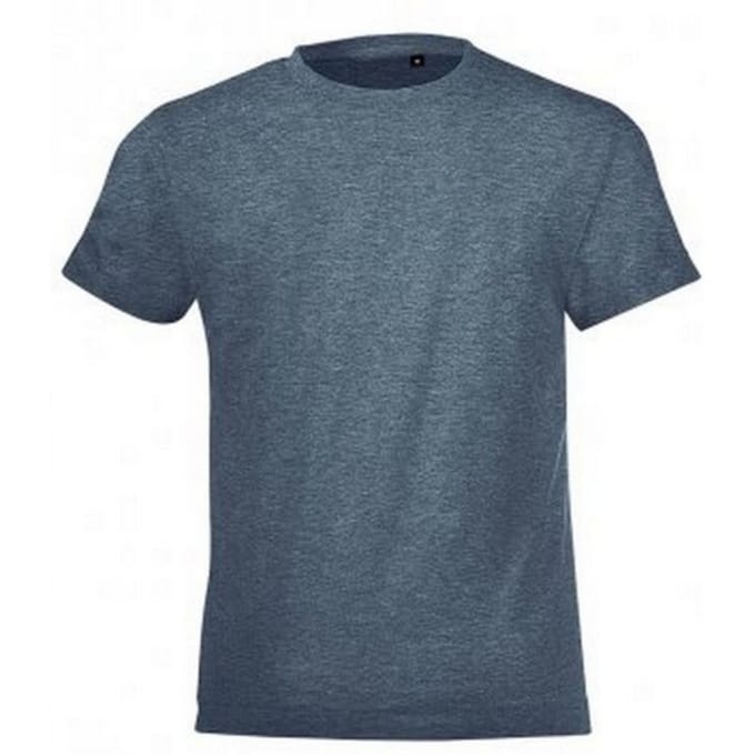 SOLS Kinderen/Kinderen Regent Korte Mouwen Aangepast T-Shirt (Heide Denim)