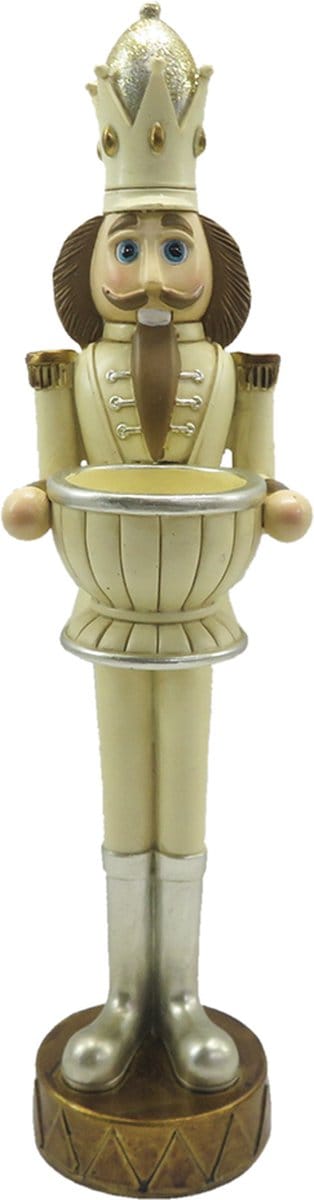 Clayre & Eef Theelichthouder Notenkraker 30 cm Beige Bruin Kunststof