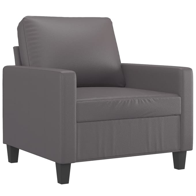 vidaXL - 3-delige - Loungeset - met - kussens - kunstleer - grijs