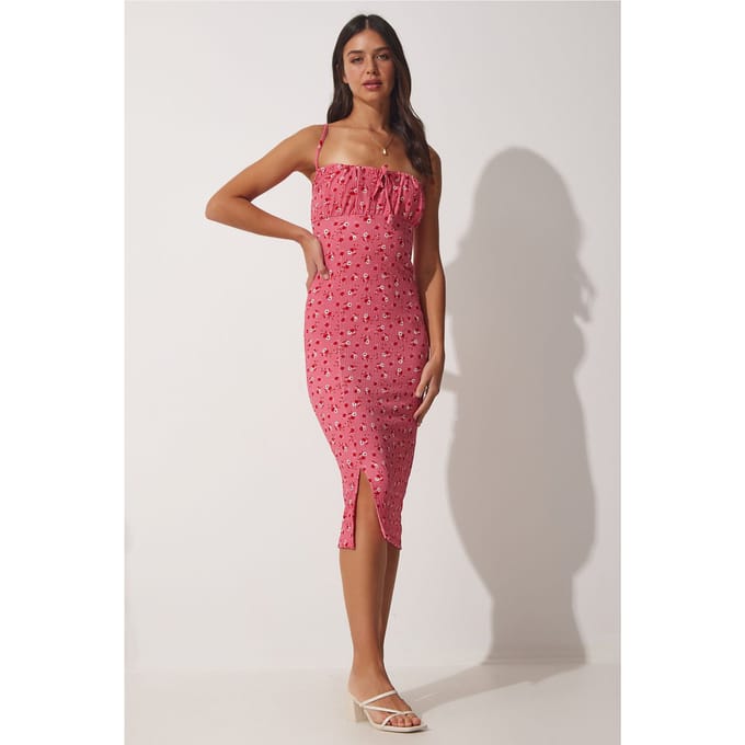 Bloemige Bodycon Midi-jurk met Splits