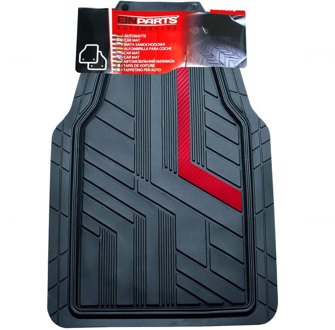 Einparts Rubberen Automatten Set Van 2 Pvc Met Rode Strepen