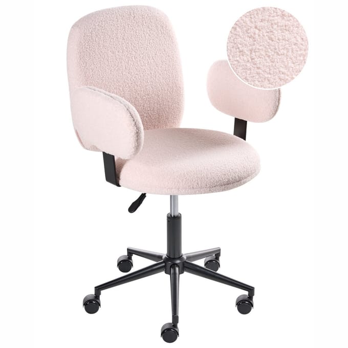 MORAGA - Bureaustoel - Pastelroze - Bouclé