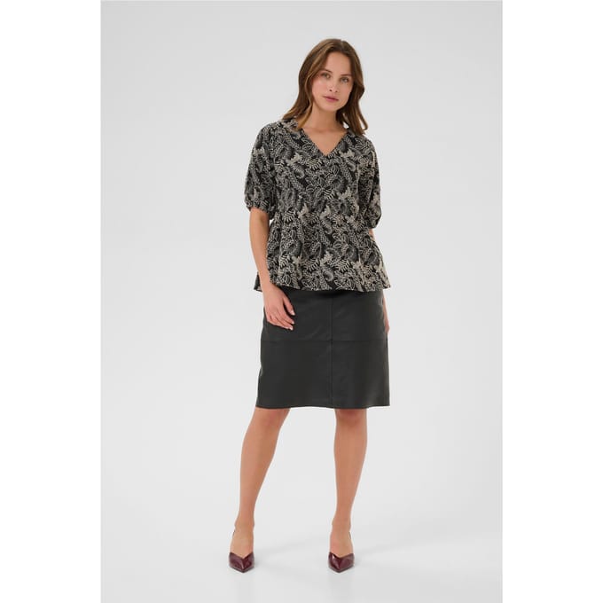 Blouse met korte mouwen CUtaylar Relaxed fit black offwhite