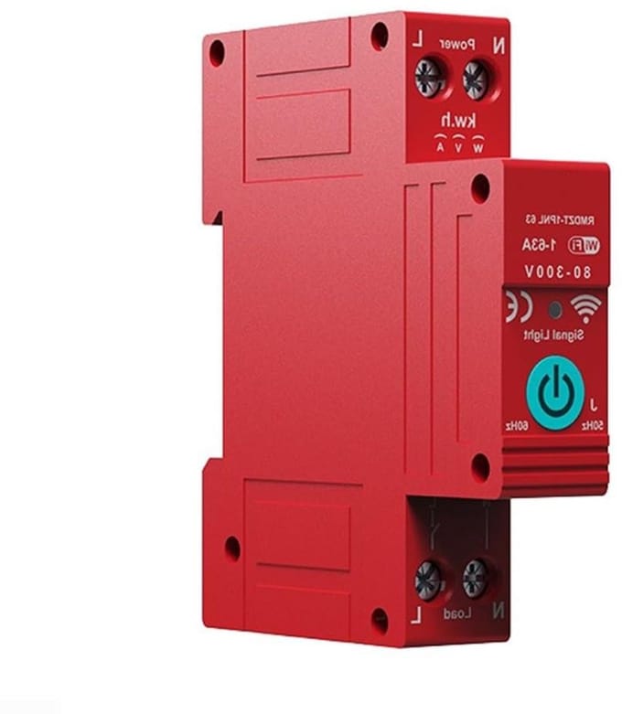 Stroomonderbreker Meter - Slimme Meter - Energie Beheer - Afstandsbediening & Spraak - 63A - Rood