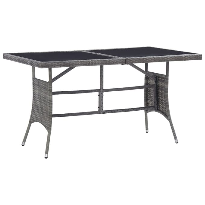 vidaXL - Tuintafel - 140x80x74 - cm - poly - rattan - grijs