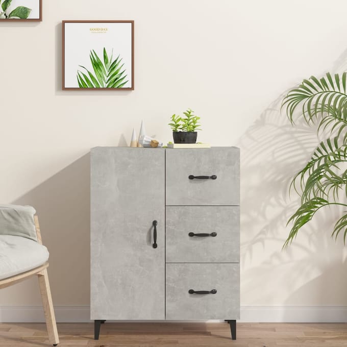 vidaXL - Dressoir - 69,5x34x90 - cm - bewerkt - hout - betongrijs