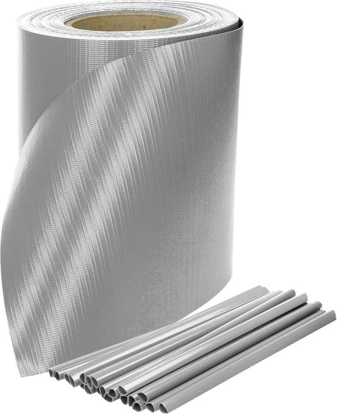 PVC Privacy Strip Roll 35 m met 20 Fixing Clips Grijs